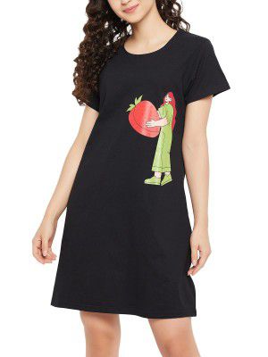 Clovia Women's Cotton Knee Length Casual Nightgown