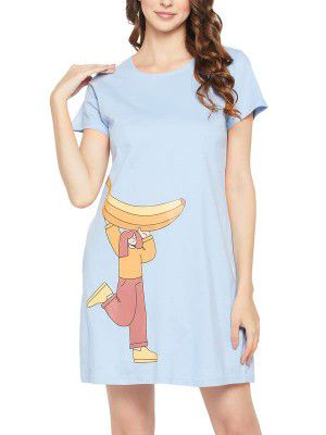 Clovia Women's Cotton Knee Length Casual Nightgown