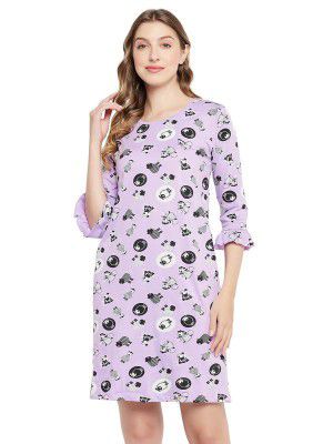 Clovia Women's Cotton Knee Length Casual Regular Night Gown