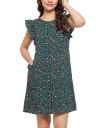 Clovia Women's Cotton Pretty Florals Short Night Dress in Green...