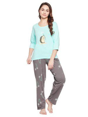 Clovia Women's Cotton Pretty Florals Top & Pyjama Set