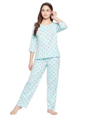 Clovia Women's Cotton Pretty Florals Top & Pyjama Set
