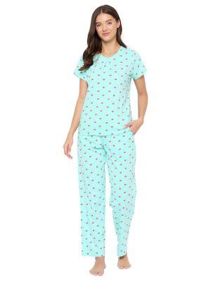 Clovia Women's Cotton Pretty Florals Top & Pyjama Set