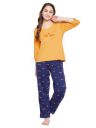 Clovia Women's Cotton Pretty Florals Top & Pyjama Set (LS0680P07_Yellow_2_XL)...