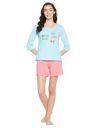 Clovia Women's Cotton Print Top & Chic Basic Shorts Set...