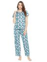 Clovia Women's Cotton Printed Button Down Shirt & Casual Style Pyjama Set...