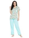 Clovia Women's Cotton Printed Button Me Up Shirt & Pyjama Set...