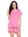 Clovia Women's Cotton Printed Relaxed T-Shirt & Shorts Set...