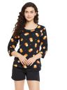Clovia Women's Cotton Printed Sleep Tees in Black...