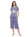 Clovia Women's Cotton Printed Top & Basic Capri Set...