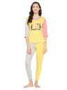 Clovia Women's Cotton Quirky Quote Print Top & Jogger Pajama Set...
