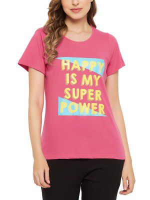 Clovia Women's Cotton Regular Fit Pajama Set Printed Sleep Shirt