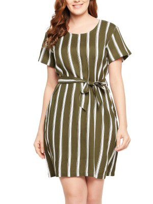 Clovia Women's Cotton Stripes Short Nightdress
