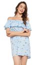 Clovia Women's Crepe Pretty Florals Resortwear Bardot Above The Knee Dress...