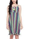 Clovia Women's Crepe Striped Resort Wear Slip Dress with Ruffles...