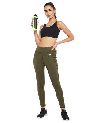 Clovia Women's Fitted Pants (AB0100A17S_Green