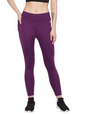 Clovia Women's Fitted Yoga Pants (AB0042B15M_Purple
