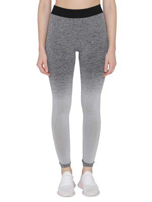 Clovia Women's Grey Self Designed Gym/Sports Activewear Tights