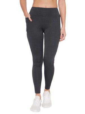 Clovia Women's High Rise Active Regular Fit Tights with Side Pocket in