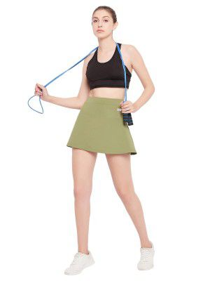Clovia Women's High-Rise Active Skirt with Attached Shorts