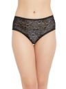 Clovia Women's Lace Low Waist Semi-Sheer Hipster Panty in Black...