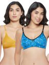 Clovia Womens Pack of 2 Cotton Non-Padded Non-Wired Full Cup Printed Bra in Multicolor...