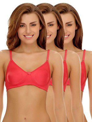 Clovia Womens Pack of 3 Cotton Rich Non-Padded Wirefree T-Shirt Bra in Multicolor