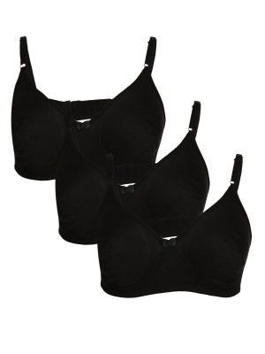 Clovia Womens Pack of 3 Cotton Rich Non-Padded Wirefree T-Shirt Bra in Multicolor