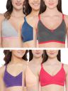 Clovia Women's Pack of 6 Cotton Non-Padded Wirefree T-Shirt Bra- (Colors and Prints May Vary)...