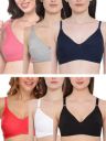 Clovia Women's Pack of 6 Cotton Rich Non-Padded Non-Wired Everyday T-Shirt Bra- (Colors and Prints May Vary)...