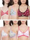 Clovia Women's Pack of 6 Cotton Rich Non-Padded Non-Wired T-Shirt Bra- (Colors and Prints May Vary)...