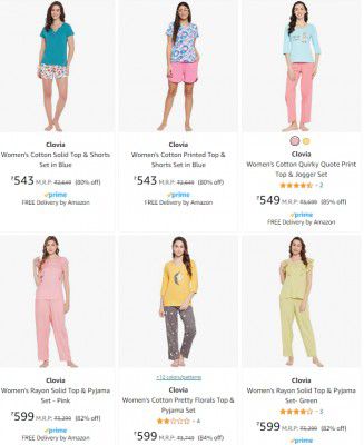 Clovia Women's Pyjama Set Upto 83% Off
