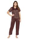 Clovia Women's Rayon Printed Button Down Shirt & Pyjama Set in Black...