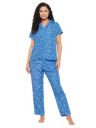 Clovia Women's Rayon Printed Shirt & Pyjama Set - Blue...