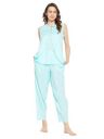 Clovia Women's Rayon Solid Top & Pyjama Set- Blue...