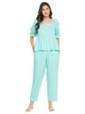 Clovia Women's Rayon Solid Top & Pyjama Set in Blue...