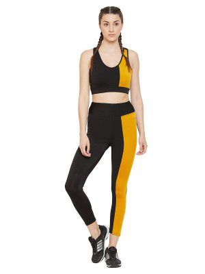 Clovia Womens Snug Fit Active Ankle-Length Colourblock Tights