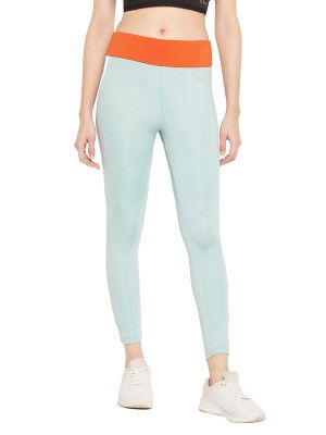 Clovia Women's Snug Fit Active Ankle-Length Tights in Green