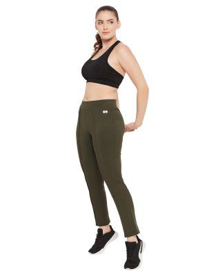 Clovia Women's Snug Fit Ankle-Length High-Rise Active Tights in Green