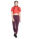 Clovia Women's Snug Fit Ankle-Length Tie-Dye Print Active Tights - Maroon...