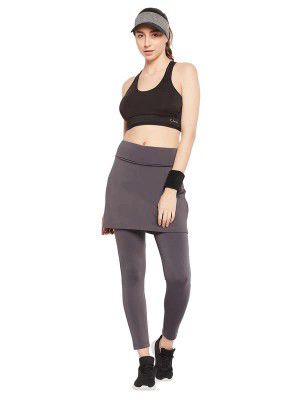Clovia Women's Snug-Fit High Rise Active Skirt with Attached Tights