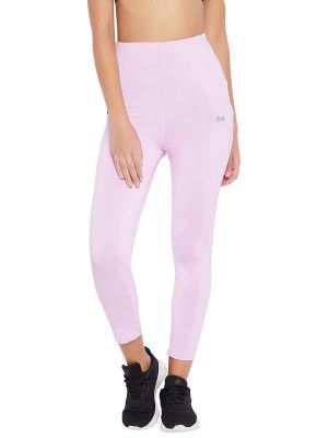 Clovia Women's Snug Fit High Rise Active Tights in Pink