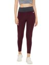 Clovia Women's Snug-Fit High Rise Active Tights in Plum Colour in Purple...