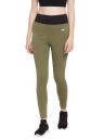 Clovia Women's Snug-Fit High Rise Active Tights in Green...