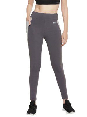 Clovia Women's Snug-Fit High-Rise Active Tights with Side Panels