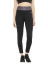 Clovia Women's Snug-Fit High Rise Active Tights with Printed Waistband in Black...