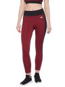Clovia Women's Snug-Fit High Rise Coourblocked Active Tights in Maroon...