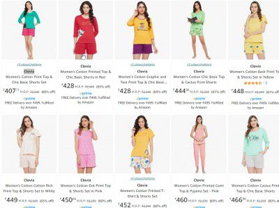 Clovia Women's Top & Shorts ₹363