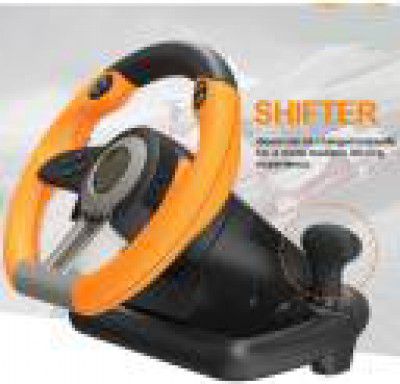 Clubics V3Steering Wheel and Pedals with Brake Pedal Set Car Racing Controller Game 11 Motion Controller  (Orange, For PC, PS3, PS4, Xbox, Xbox One)