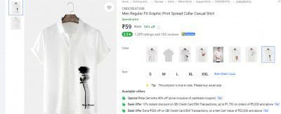 CNDCREATION Men Regular Fit Graphic Print Spread Collar Casual Shirt